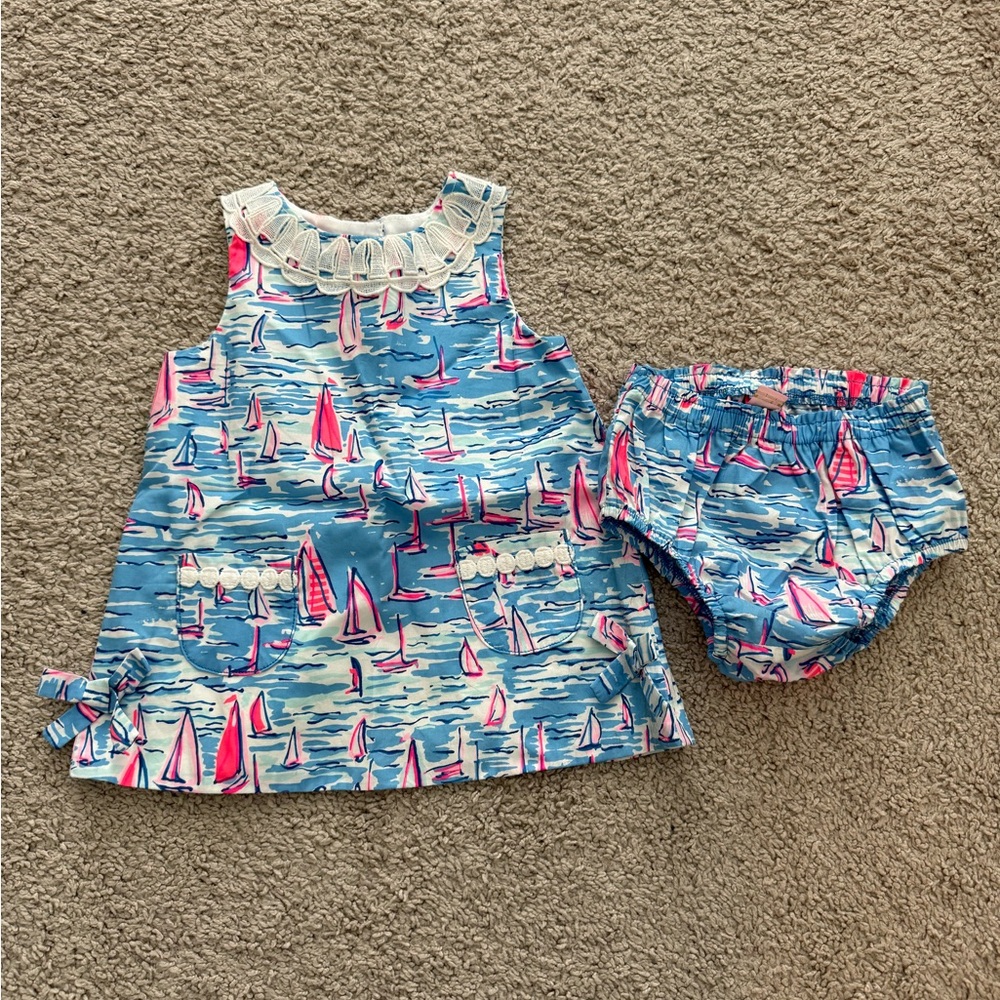Lilly Pulitzer Nautical Diaper Cover Set - Blue and Pink